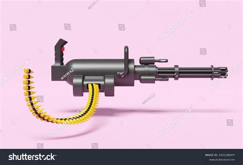 3d Minigun System Rotary Machine Gun Stock Illustration 2201186837