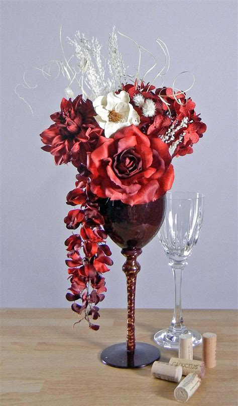 Wine Glass Is Super Cute Rose Floral Arrangements Wine Glass Centerpieces Red Centerpieces