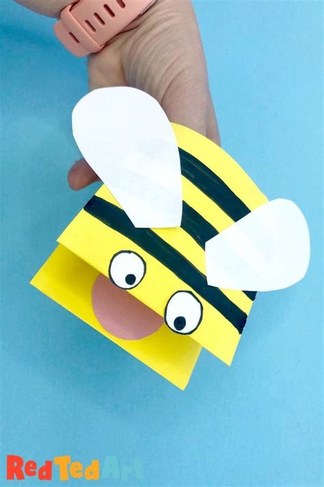 Easy Bee Hand Puppet Made From Paper Red Ted Art Kids Crafts