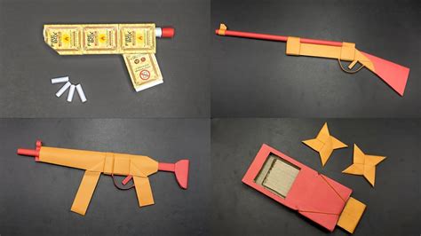 Paper Gun How To Make A Paper Gun Origami Gun Paper Gun With Bullets