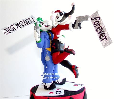 Hand Made The Joker And Harley Quinn Wedding Cake Topper By Kharygoarts