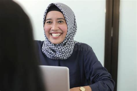 Professional Young Hijab Muslim Girl Working With Laptop Young Muslim
