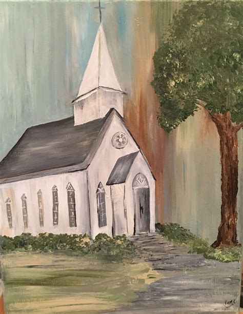 Country Church Acrylic Painting By Pam Castleberry Acrylic Painting