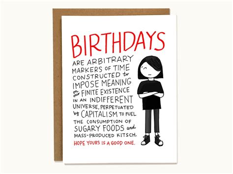 funny sarcastic birthday card  philosophical emo friends etsy