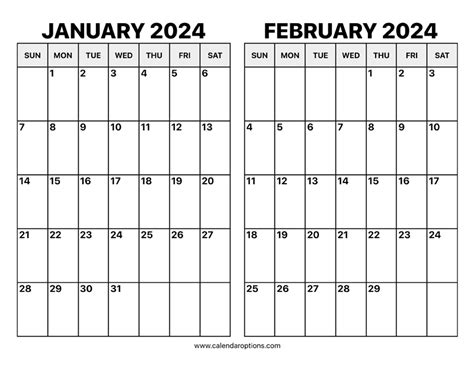 Jan Feb Calendar 2024 - Hali Prisca