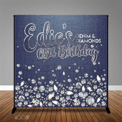Denim And Diamonds Birthday 8x8 Backdrop Step And Repeat