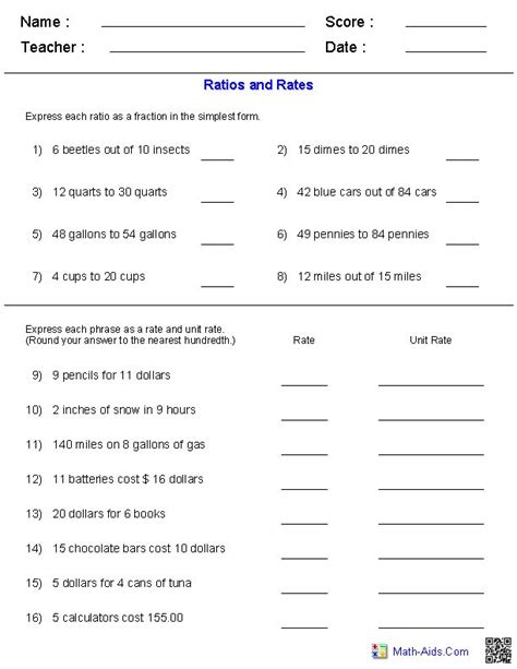 Ratio Worksheets Ratio Worksheets For Teachers Proportions