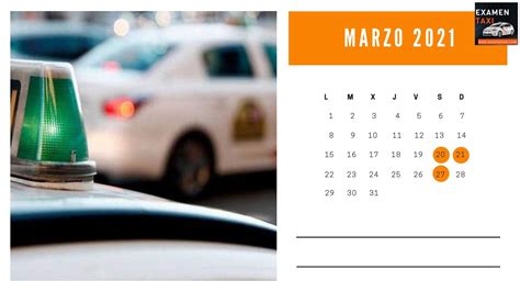 Calendario Curso Cartilla Marzo 2021 Examen Taxi Te Ayuda A Aprobar