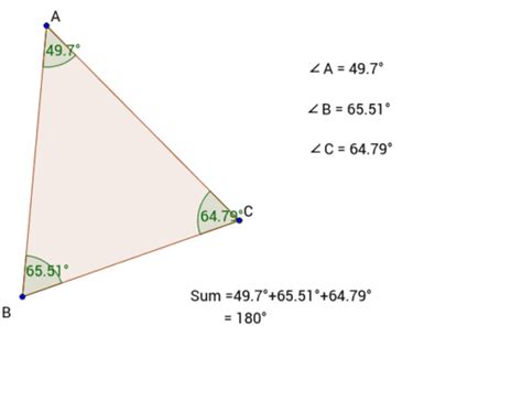 Sum Of Angles In A Triangle Is 180 Degrees Geogebra