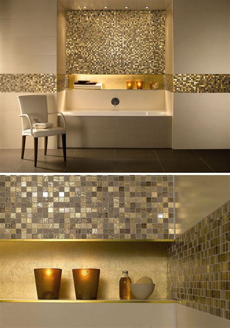 Glamorous Gold Tiles Bathroom Interior Bathroom Interior Design