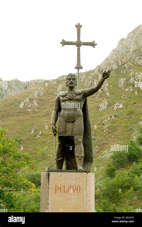 Statue Of King Pelayo In Covadonga Stock Photo Alamy