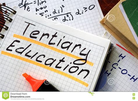 Sign Tertiary Education Written In A Notepad Stock Image Image Of