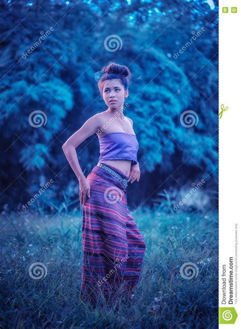 asian woman wearing thai lanna series identity culture of thailand stock image image of