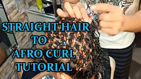 Straight Hair To Afro Curl Tutorial Youtube