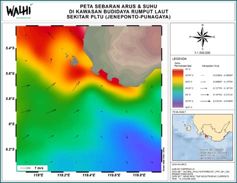 Gambar 4 Peta Sebaran Arus Suhu Di Kawasan Budidaya Rumput Laut