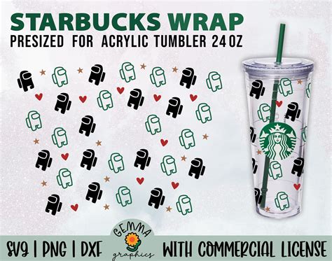 Among Us Starbucks Acrylic Cup Svg Full Wrap Starbucks Etsy
