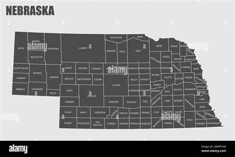 Nebraska County Map Stock Vector Image And Art Alamy