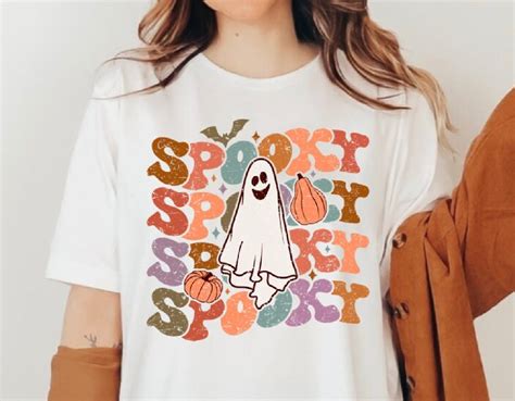 Retro Halloween Ghost Shirt Halloween Party Shirt Cute Ghost Shirt