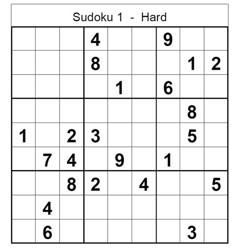 Sudoku Puzzles Printable Hard