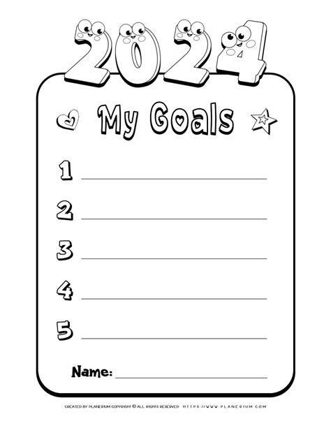 New Year Goals Template 2024 Free Printable For Kids