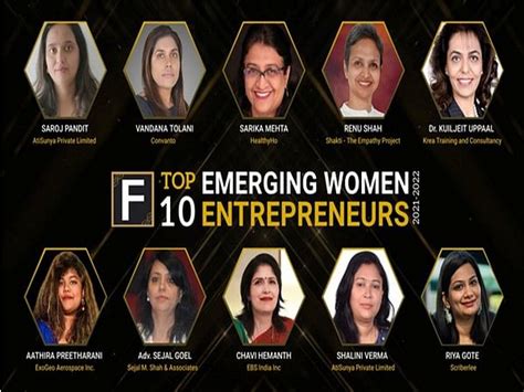 top 10 emerging women entrepreneurs of the year 2021 22 by fame finders theprint