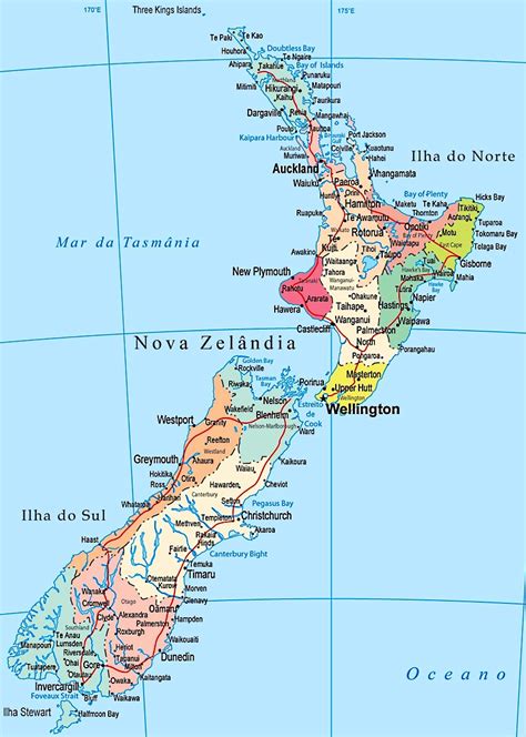 Mapa da Nova Zelândia Nova Zelândia mapa online