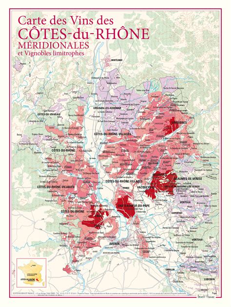 Wine Map Southern Part Of Côtes Du Rhône 1cru Vin And Antique Ab