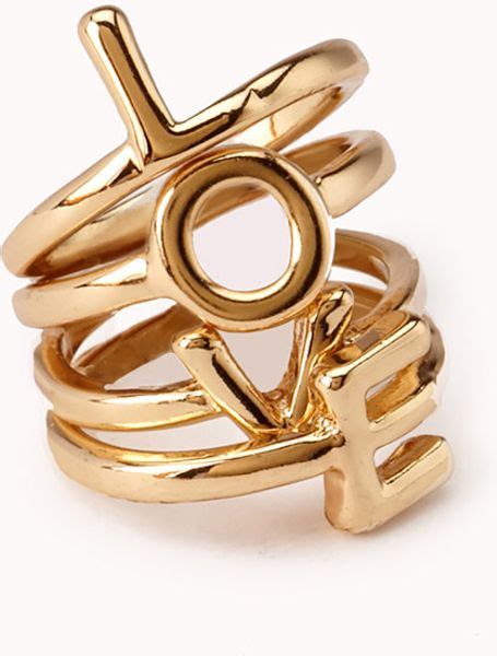 Forever 21 Love Is All You Need Midi Ring Set In Gold Lyst