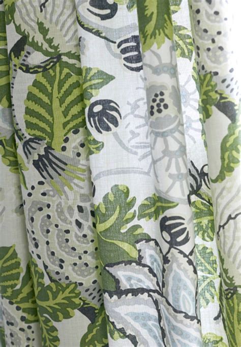 Green And White Curtains Thibaut Curtains Large Floral Etsy Floral