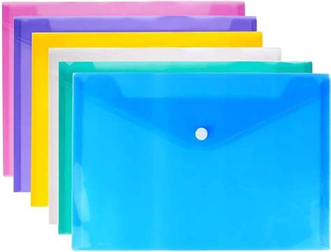 A4 Plastic Wallets Folder 6pcs Foolscap Document Files Office Storage