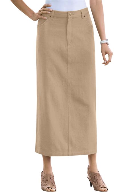Jessica London Jessica London Womens Plus Size Classic Cotton Denim Long Skirt 100 Cotton