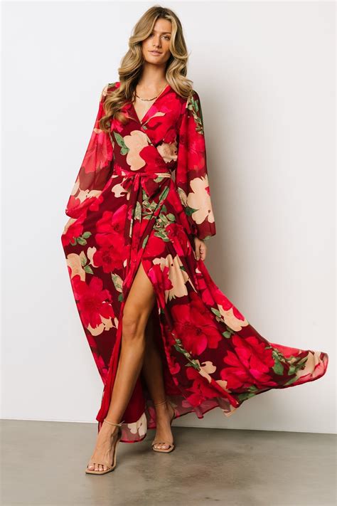 Katinka Wrap Maxi Dress Burgundy Multi Floral In 2023 Maxi Wrap