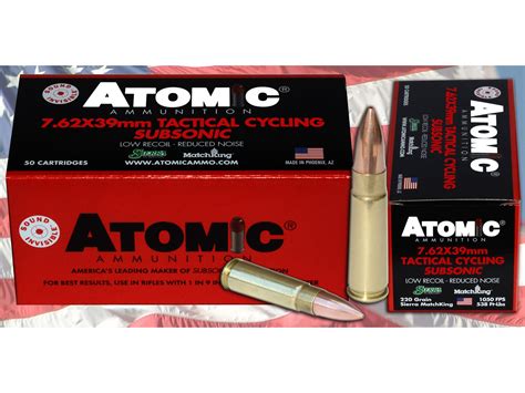 Atomic Tactical Cycling Subsonic Ammo 762x39mm 220 Grain Hollow Point