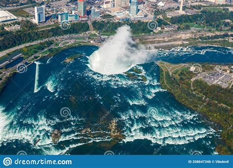 Fantastic Aerial Views Of The Niagara Falls Ontario Canada Stock