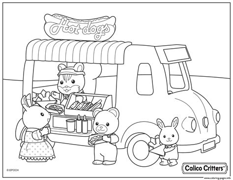 Kids coloring game give them to learn coloring and constructing an active brain. Calico Critters Selling Hot Dogs Coloring Pages Printable