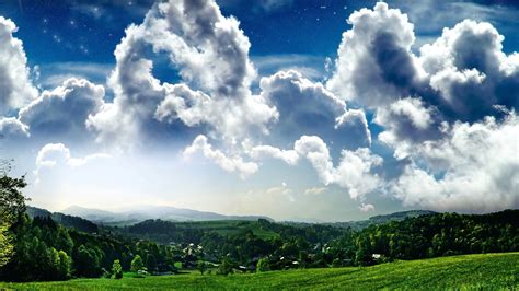 Nature Clouds Grass Sky Wallpapers Hd Desktop And