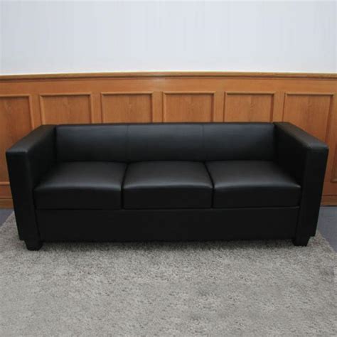 Ein echter klassiker aus kunstleder. 3er Sofa Couch Loungesofa Lille ~ Kunstleder, schwarz