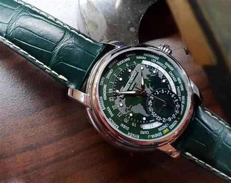 Frederique Constant Manufacture Classic Worldtimer 42 Mm Watch In Green