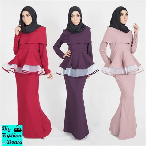 [lowest price] [ready stock] baju kurung muslimah women peplum baju kurung moden plus size