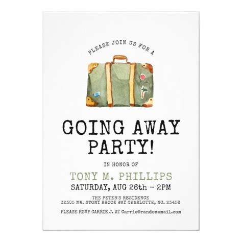 Going Away Party Travel Suitcase Invite Going Away
