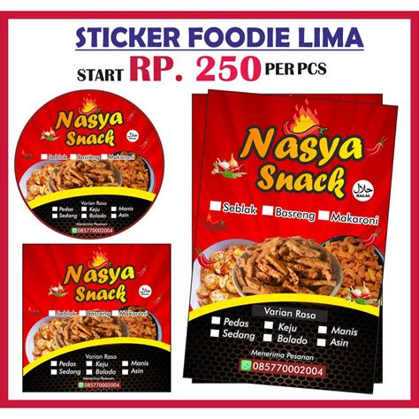Jual Termurah Stiker Label Kemasan Stiker Jajanan Snack Logo Makanan Logo Basreng Logo