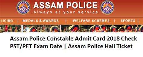 Assam Police Constable Admit Card 2018 Check PST PET Exam Date Assam