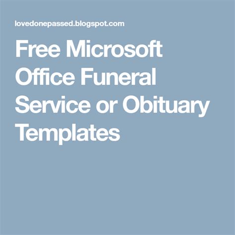 Free Microsoft Office Funeral Service Or Obituary Templates Microsoft