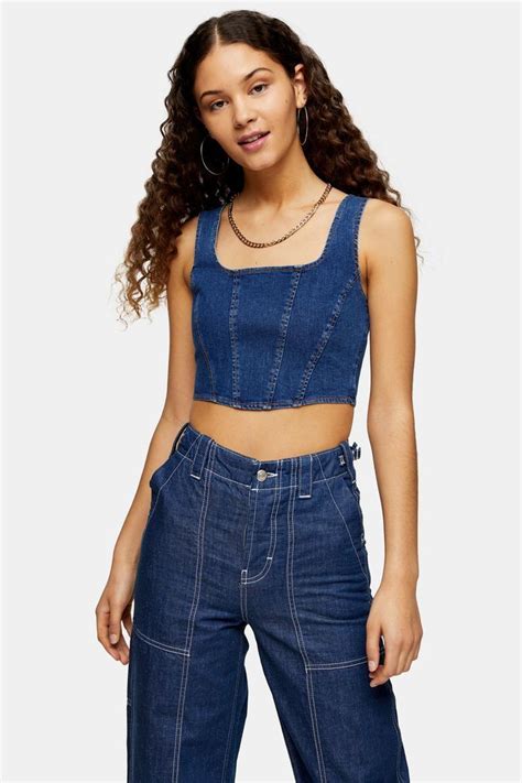 17 Crop Top Outfits That Are So Easy To Put Together Denim Top Denim