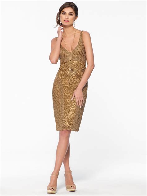 Cocktail Dresses Gold Beaded Gown Caché