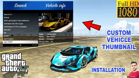 Gta How To Add Vehicle Custom Thumbnails In Add On Vehicle Spawner My