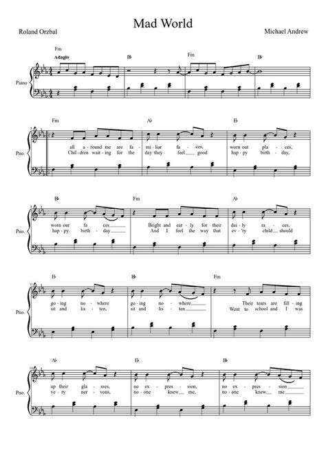 Beim „spicken lernst die noten ganz spielerisch und mühelos. Mad world Piano | Sheet music for Piano | MuseScore ...