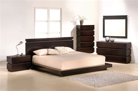 Knotch Modern Wood Veneer Platform Bedroom Set Expresso