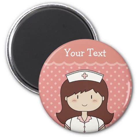 Cute Cartoon Nurse Brunette Magnet