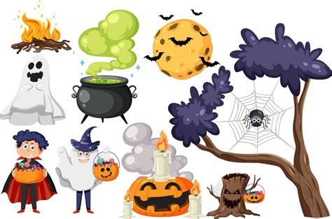 Halloween Cartoon Character And Elements Set 12054293 Vector Art At